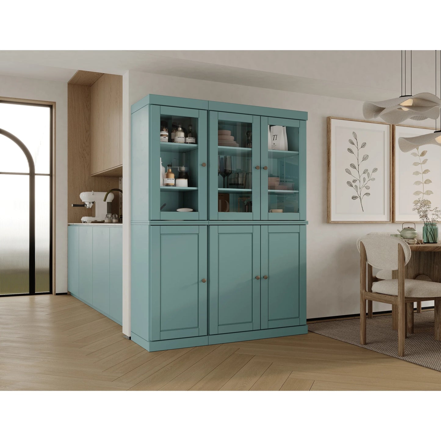 Palace Imports 100% Solid Wood 48.5" China Pantry Cabinet with Solid or Clear Glass Doors and Adjustable Shelves - 48.5" x 71.5"