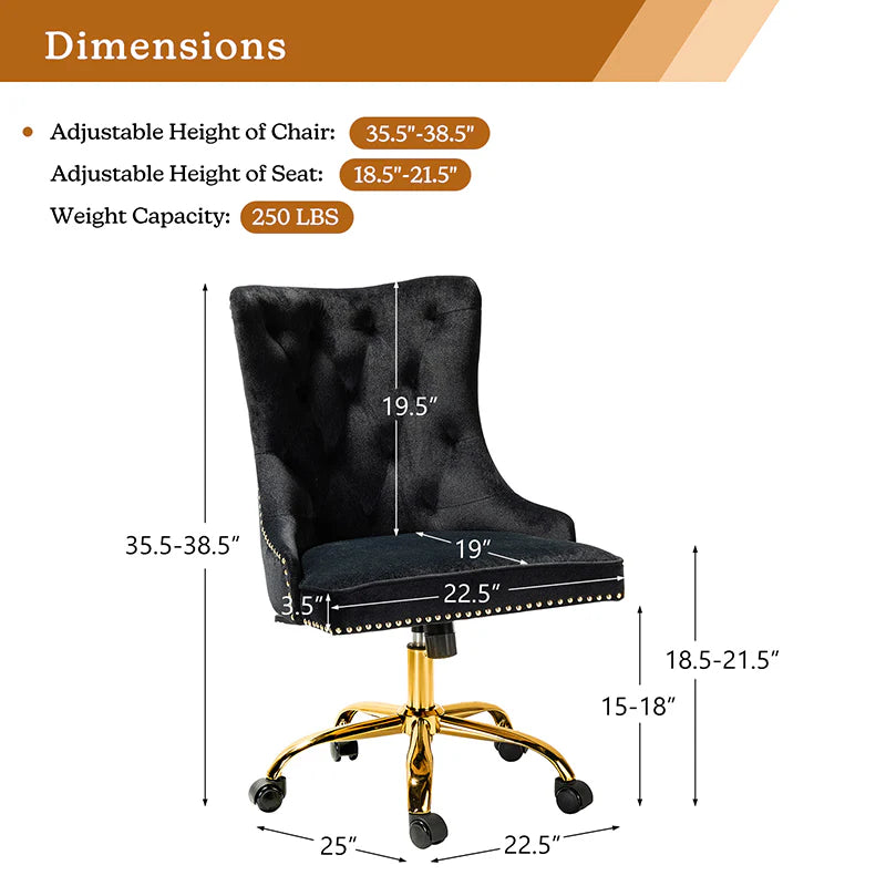 Adega Velvet Adjustable Office Chair