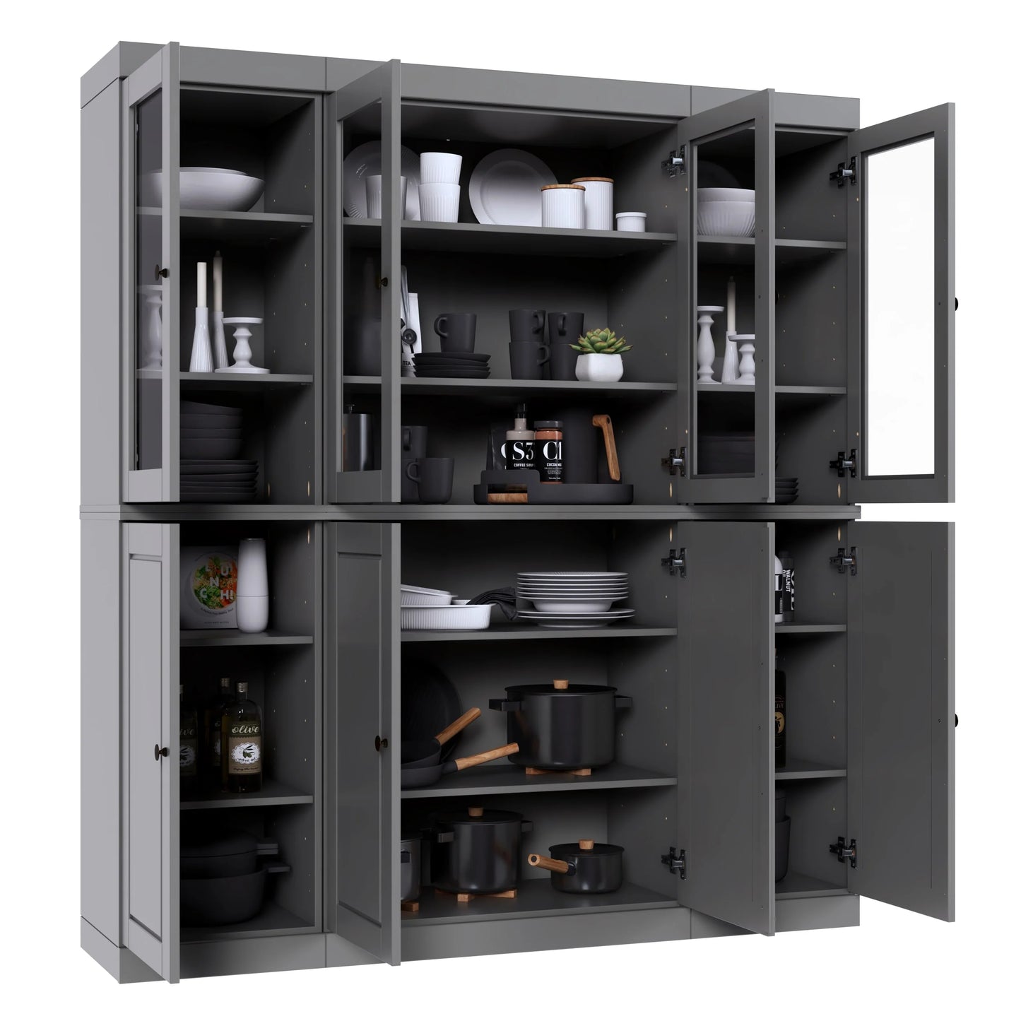 100% Solid Wood 65" Kitchen China Pantry Buffet by Palace Imports - 65" x 71.5"