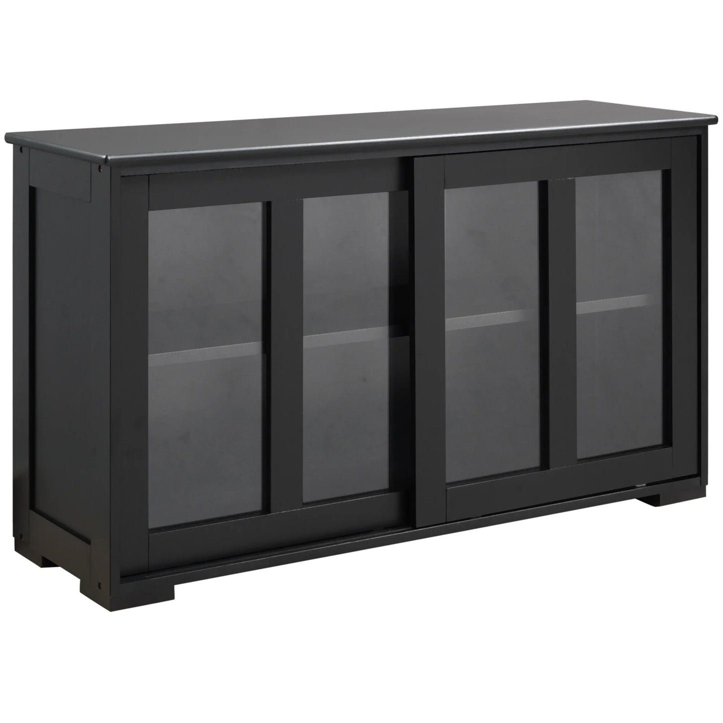 HOMCOM Modern Kitchen Sideboard, Stackable Storage Cabinet, Sliding Glass Door Console, Cupboard Serving Buffet for Kitchen