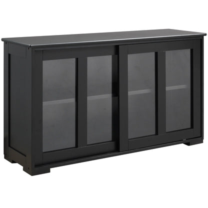HOMCOM Modern Kitchen Sideboard, Stackable Storage Cabinet, Sliding Glass Door Console, Cupboard Serving Buffet for Kitchen