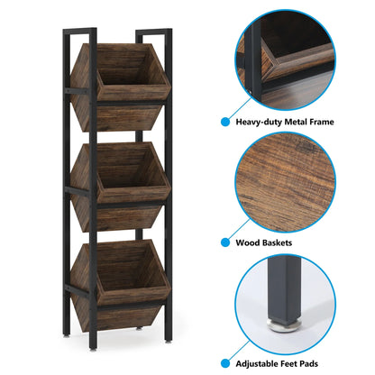 Vertical Standing Basket Storage Tower for Kitchen Bathroom Living Room