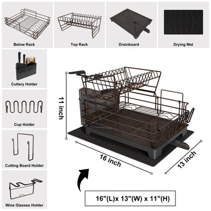 JASIWAY 2 Tier Kitchen Stainless Steel Dish Rack
