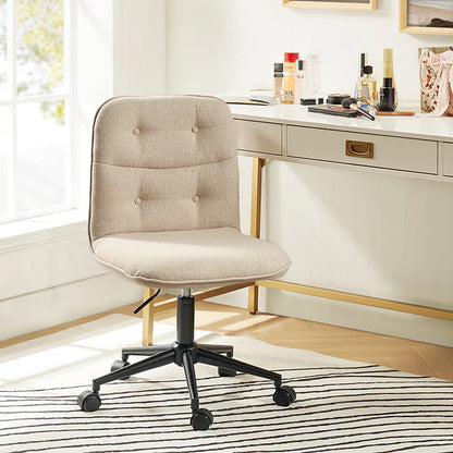 Leonhard Upholstered Swivel Task Chair: Plush Velvet Feel with Linen-Inspired Fabric, Adjustable Height, and Wheels