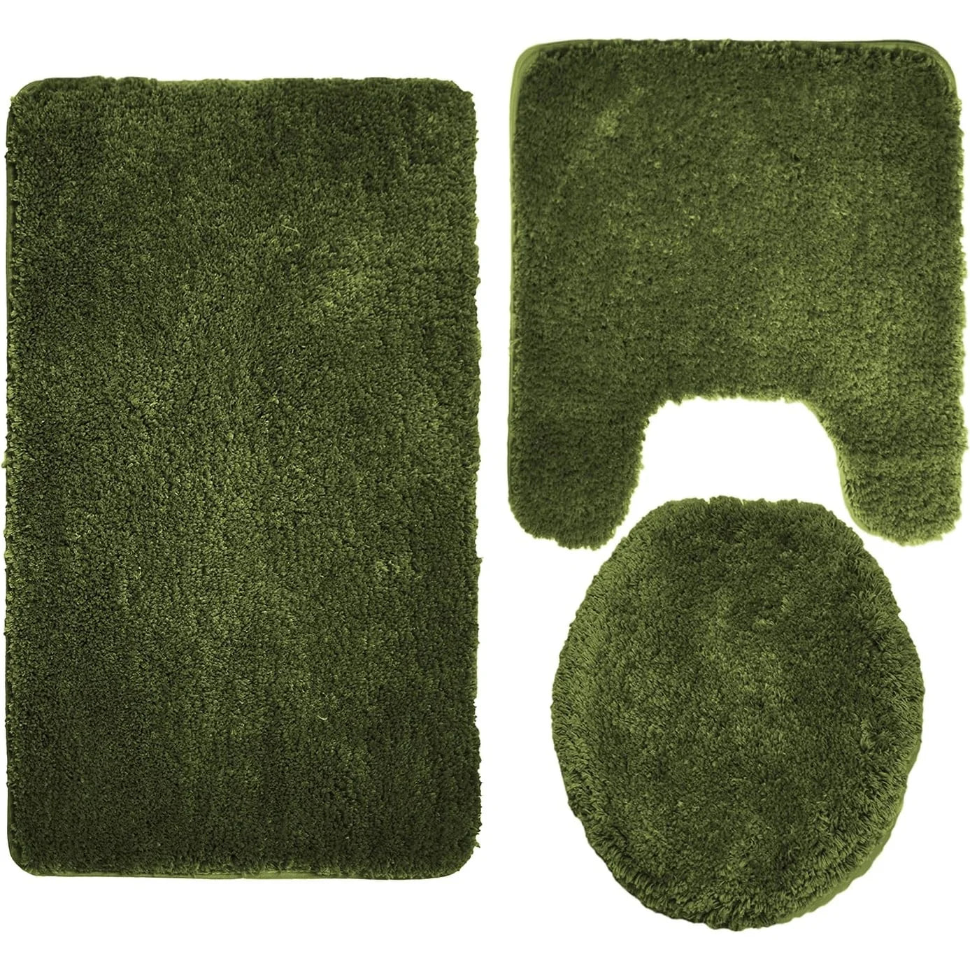 Queen Mary 3 Piece Bathroom Rug Set, Luxury Soft Plush Bath Mat, Contour Rug, Lid Cover, Non-Slip