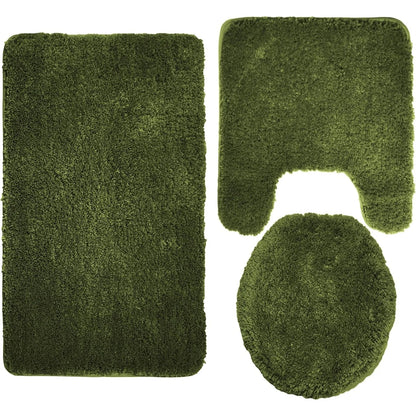 Queen Mary 3 Piece Bathroom Rug Set, Luxury Soft Plush Bath Mat, Contour Rug, Lid Cover, Non-Slip