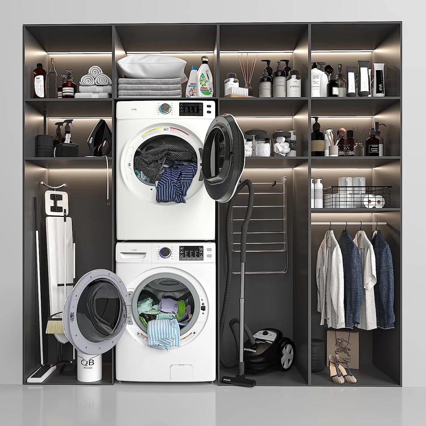 KoolMore FLW-3CWH Front Load Machine, 2.7 Cu. Ft, Space Saving Unit with 20-Minute Quick, 12 Washing Cycles, Quiet Inverter Motor [120V],