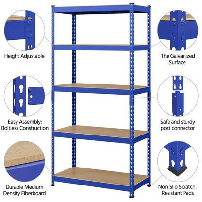 Yaheetech Metal Storage Shelving 5 Tiers Boltless Display Stand, L35.5 x W17.5 x H72 inch, Adjustable Racks