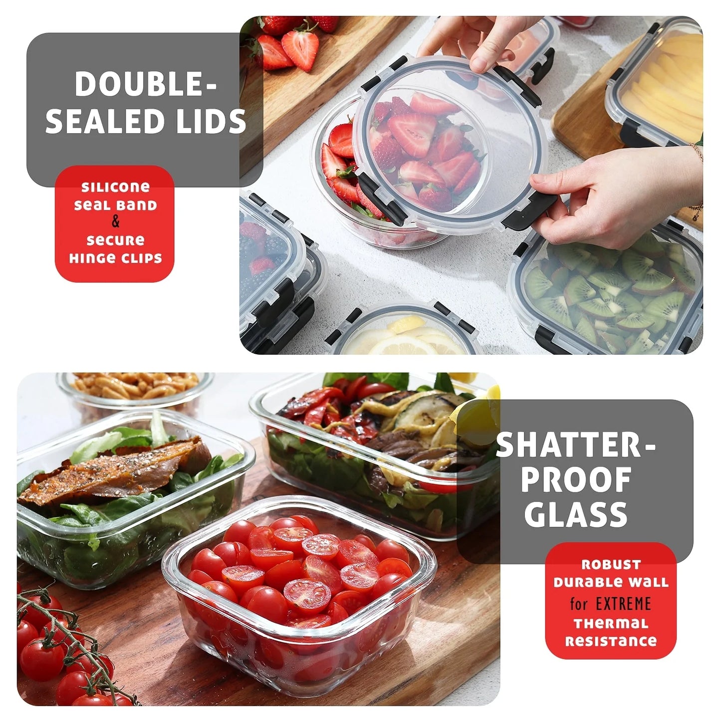 Eatex Glass Food Storage Containers with Lids