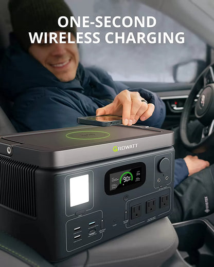 GROWATT Portable Power Station Generators: VITA550 Solar Generator (Solar Panel Optional) with 538Wh LiFePO4 Battery,1 Hour Fast Charging, 600W (1200W Surge) Output for Outdoor Camping/RVs/Home Use