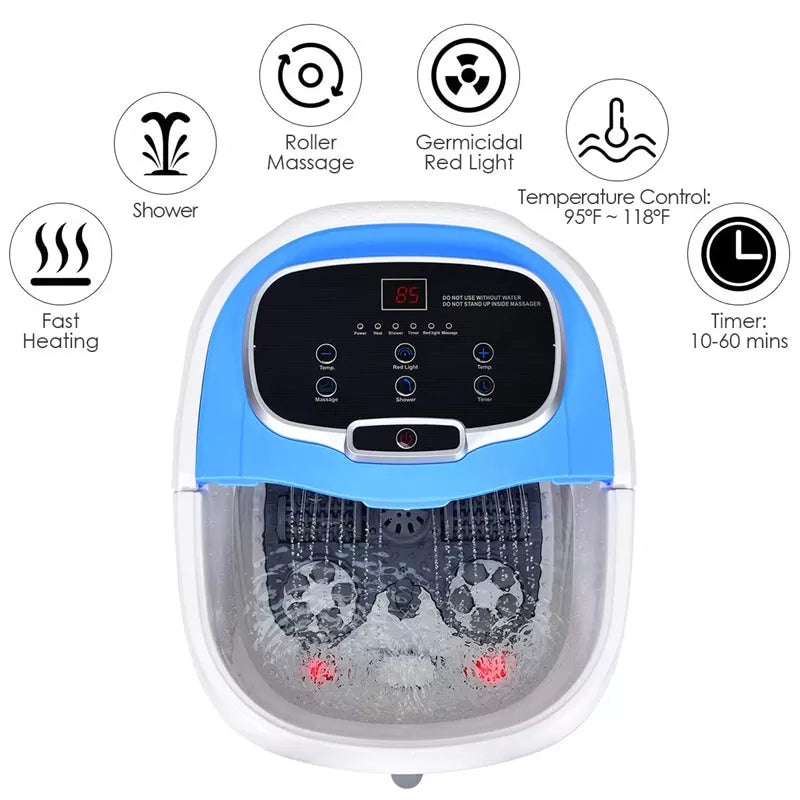 Portable Foot Spa Bath Motorized Massager with Heat Function Water Shower Shiatsu Massage Balls Time & Temper Control