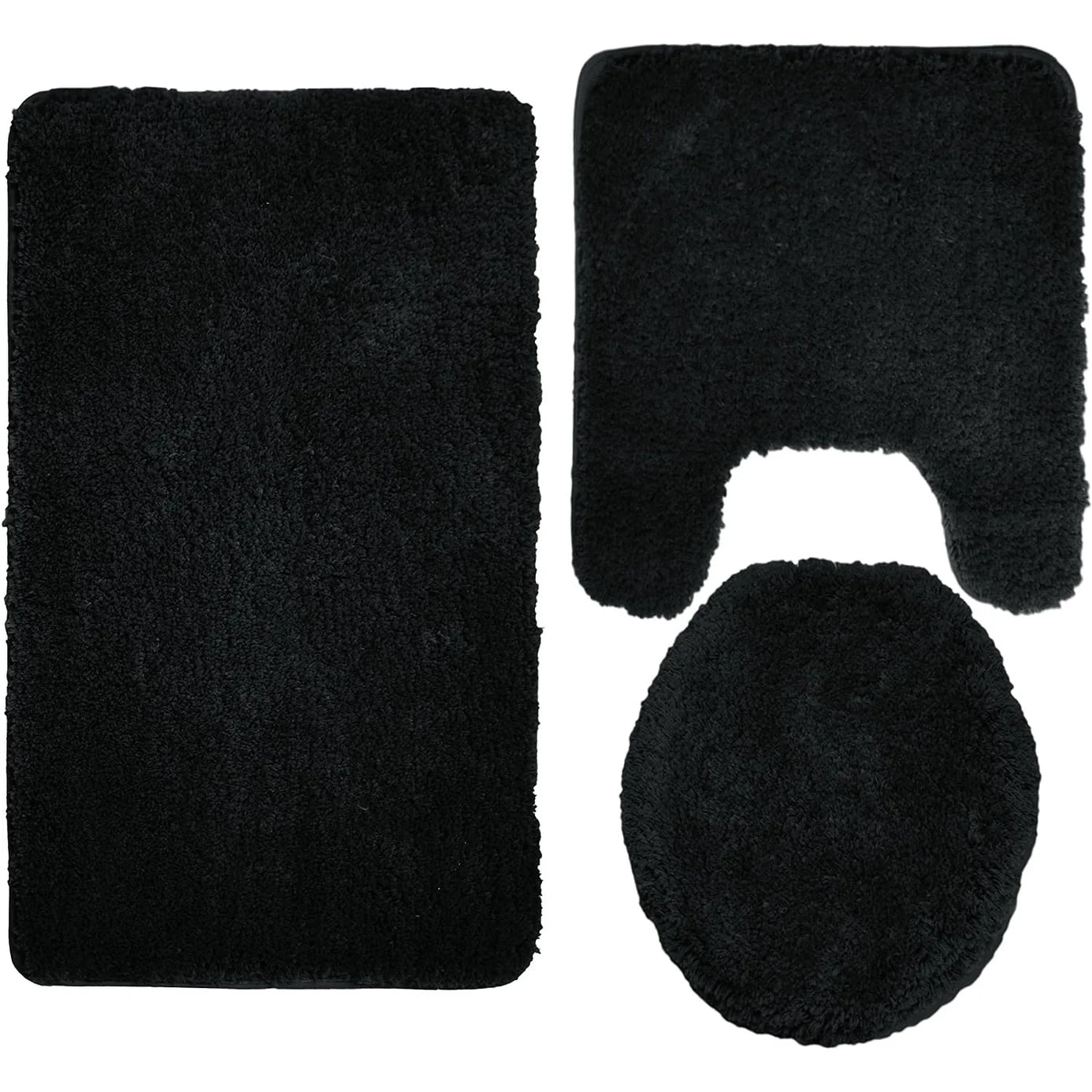 Queen Mary 3 Piece Bathroom Rug Set, Luxury Soft Plush Bath Mat, Contour Rug, Lid Cover, Non-Slip