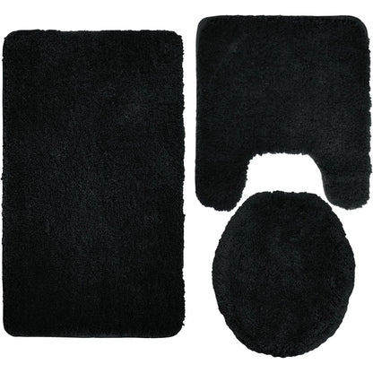 Queen Mary 3 Piece Bathroom Rug Set, Luxury Soft Plush Bath Mat, Contour Rug, Lid Cover, Non-Slip