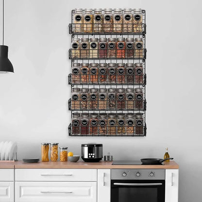 Spice Rack Organizer, 5-Tier Wall Spice Rack - 2.55"D x 17"W x 29"H