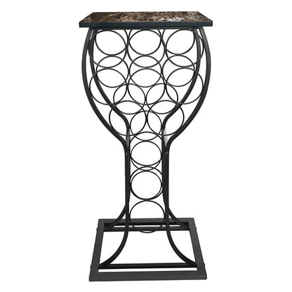 Metal with Marble Finish Top Wine Storage Organizer Display Rack Table