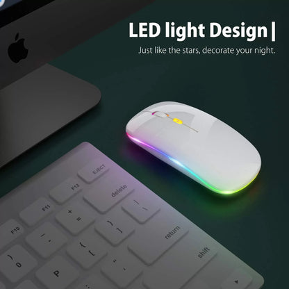 [Upgrade] LED Wireless Mouse, Slim Silent Mouse 2.4G Portable Mobile Optical Office Mouse with USB & Type-c Receiver, 3 Adjustable DPI Levels for Notebook, PC, Laptop, Computer, MacBook (Pink)