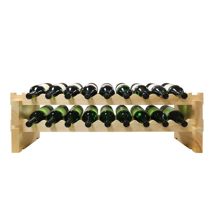 18 Bottle, 2 x 9 Bottle Modular Wine Rack, Natural