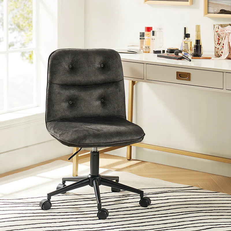 Leonhard Upholstered Swivel Task Chair: Plush Velvet Feel with Linen-Inspired Fabric, Adjustable Height, and Wheels