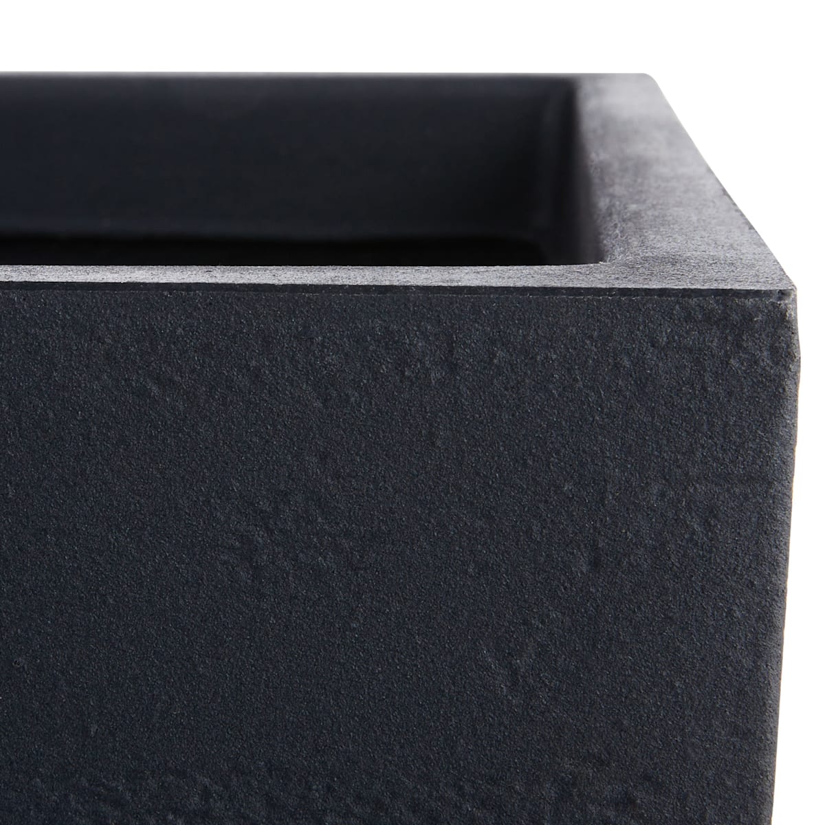 Japi All-Weather Black Lead Modern Square Outdoor Planter, Large
