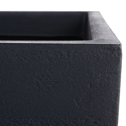 Japi All-Weather Black Lead Modern Square Outdoor Planter, Large