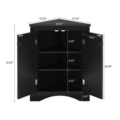 Modern Stylish Triangle Corner Storage Cabinet with Two Adjustable Internal Shelves