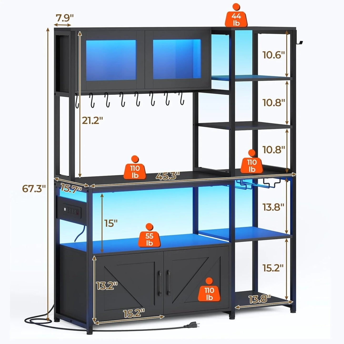 Bakers Rack for Kitchen with Storage Coffee Bar Cabinet