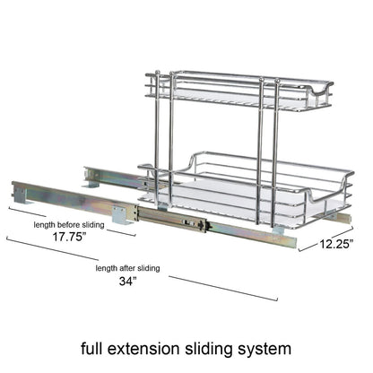 Household Essentials 2-Tier Steel Pull-Out/Slide-Out Storage Organizer with Plastic Liners
