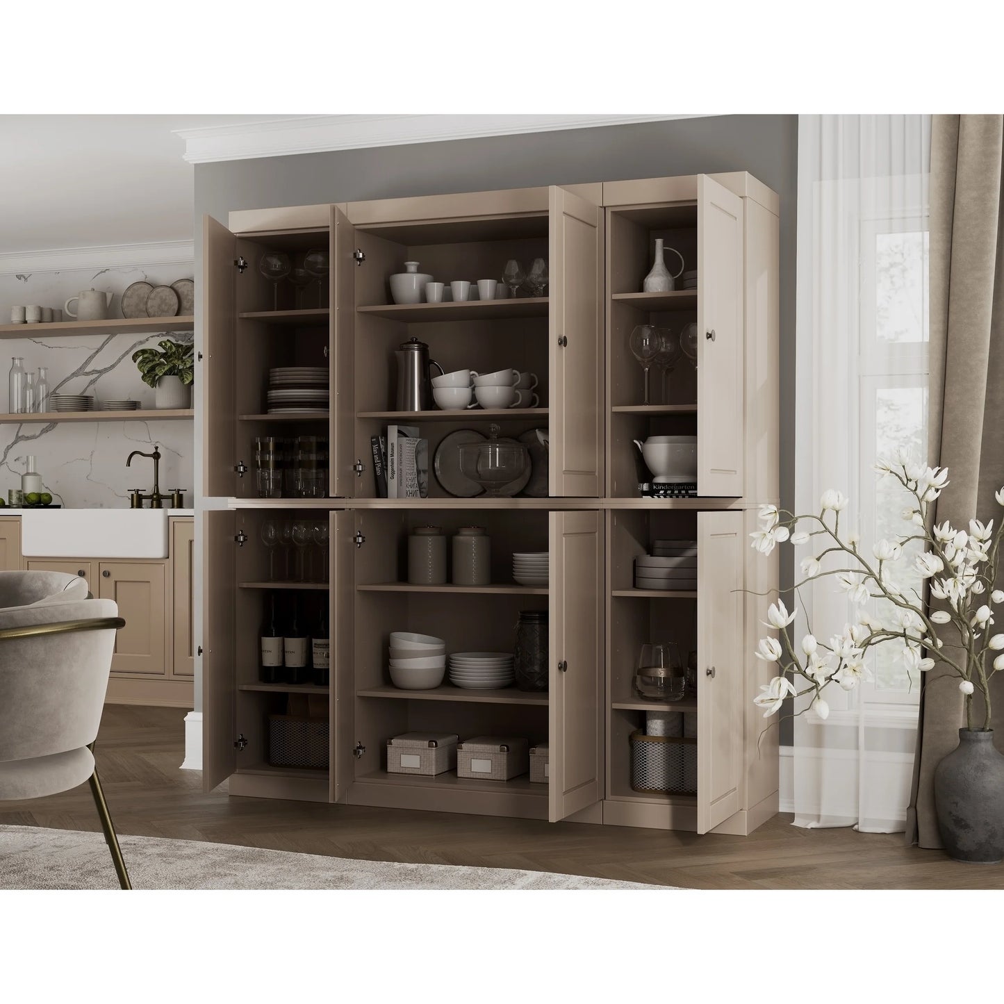 100% Solid Wood 65" Kitchen China Pantry Buffet by Palace Imports - 65" x 71.5"