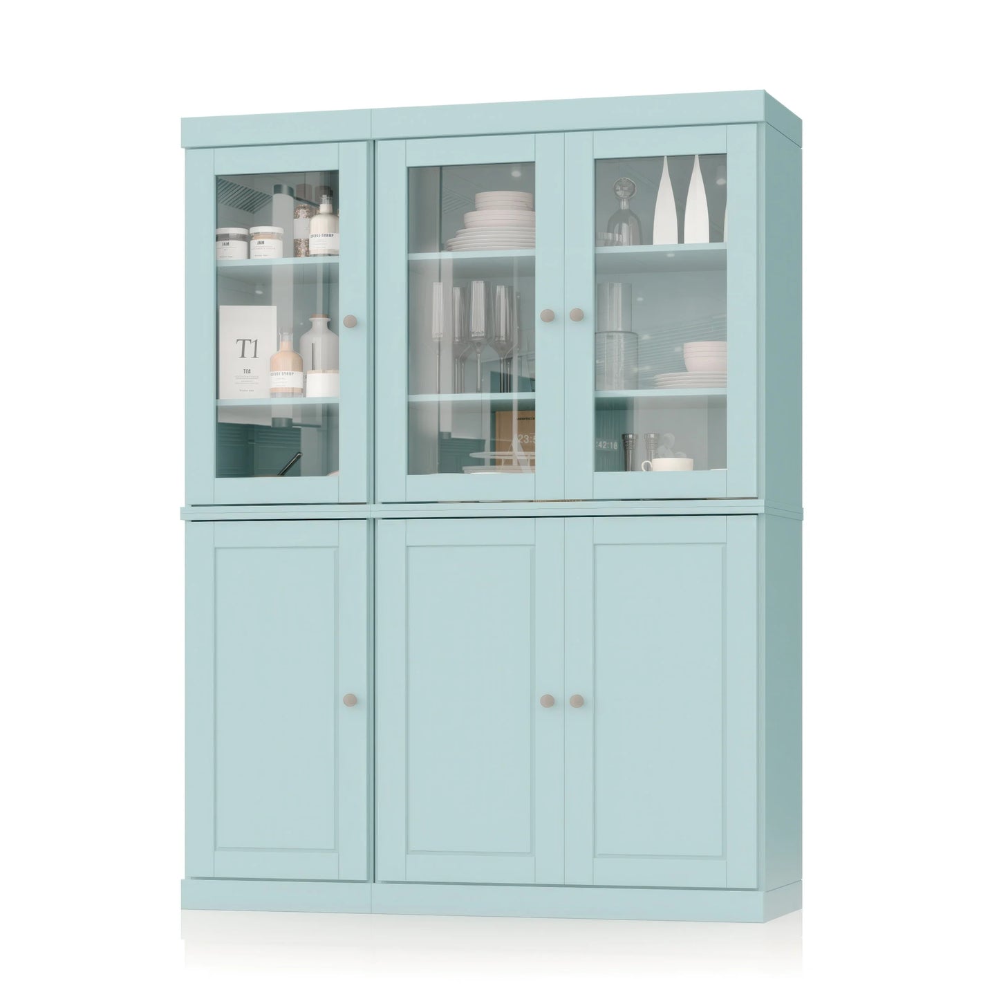 Palace Imports 100% Solid Wood China Pantry with Glass or Solid Wood Doors and 2-Drawers - 48.5" x 71.5"