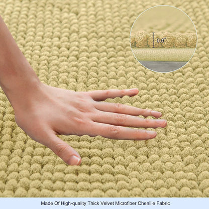 Subrtex Luxury Chenille Bath Rugs Soft Bathroom Mats