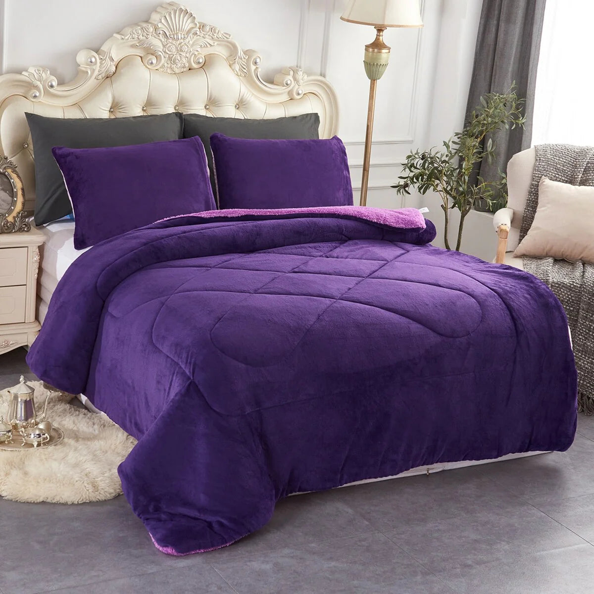 Fleece/ Sherpa Down Alternative 3-piece Comforter Set