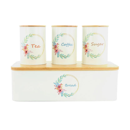 4 Piece Iron Canister and Bread Box Set - 4 Piece Set