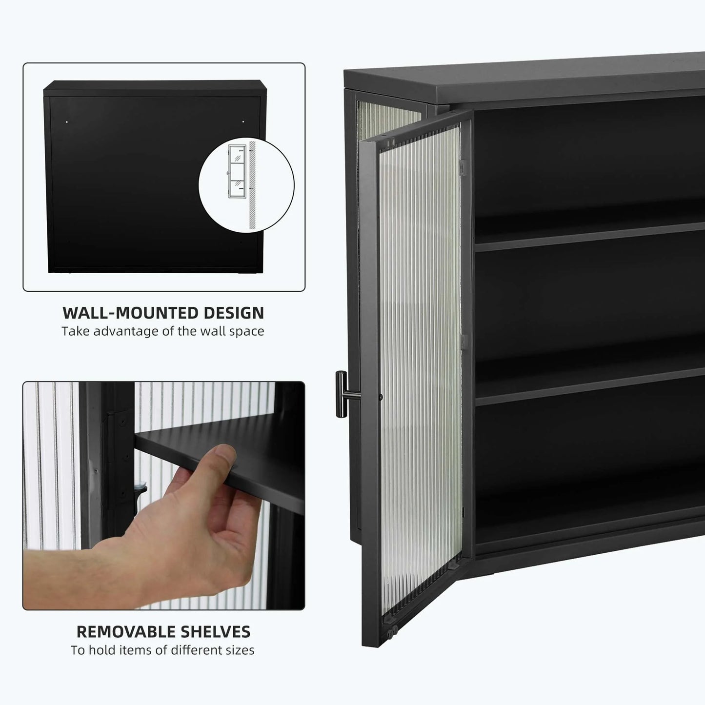 Retro Style Glass Door Wall Cabinet