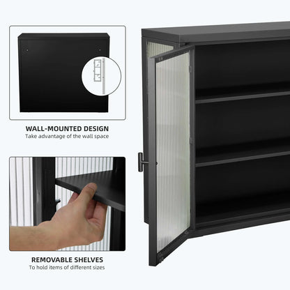 Retro Style Glass Door Wall Cabinet