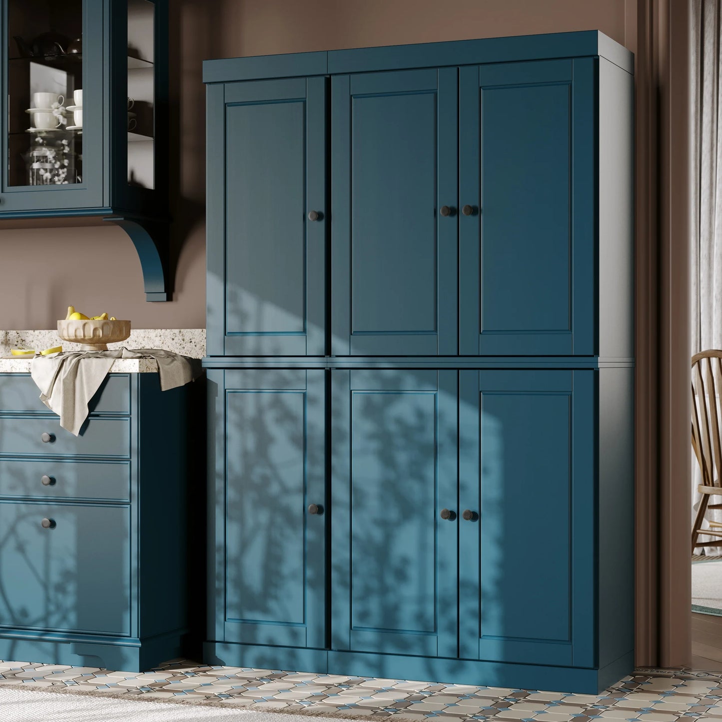 Palace Imports 100% Solid Wood 48.5" China Pantry Cabinet with Solid or Clear Glass Doors and Adjustable Shelves - 48.5" x 71.5"