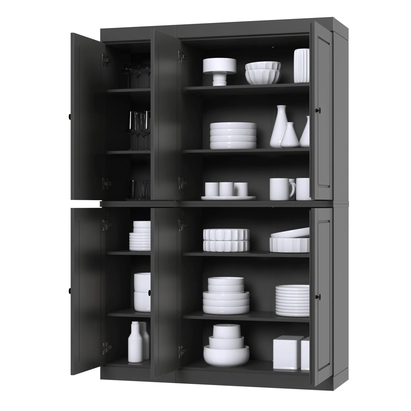 Palace Imports 100% Solid Wood 48.5" China Pantry Cabinet with Solid or Clear Glass Doors and Adjustable Shelves - 48.5" x 71.5"
