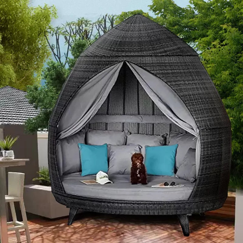 Outdoor Wicker Lounger Sofa Bed