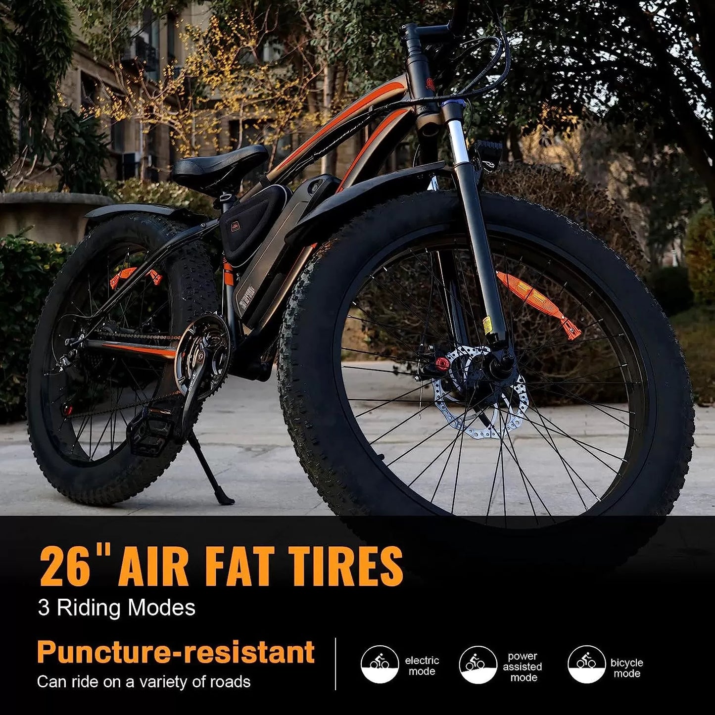 BFISPORT EB26 Electric Bike for Adults 750W/Peak 1000W Electric Bicycle 48V 15AH LG Battery Electric Bike 26" Fat Tire Mountain28mph Shimano 21 Speed Gears Dual Shock Absorber Electric Bike
