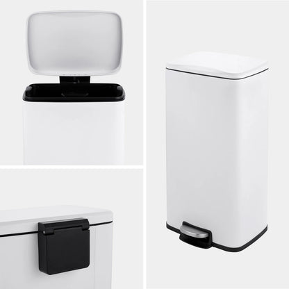 Innovaze 8 Gal./30 Liter Rectangular Matt White step-on Trash Can for kitchen
