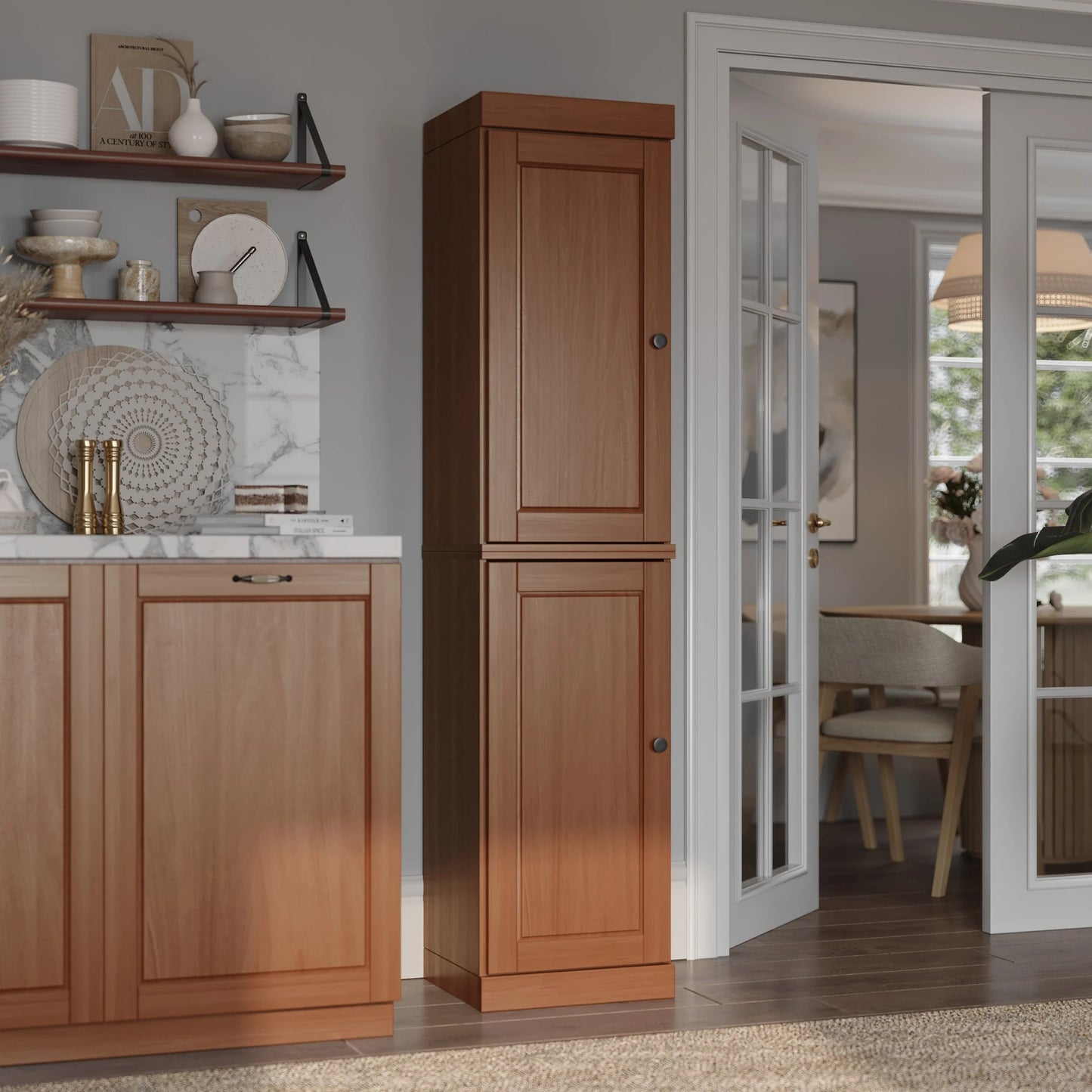 100% Solid Wood 16.5" Kitchen Pantry Cabinet with Doors by Palace Imports
