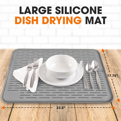 Cheer Collection Silicone Large Dish Drying Mat for Kitchen Counter