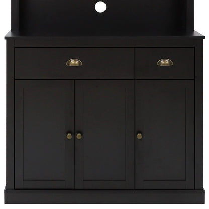 VEIKOUS Pantry Kitchen Cabinet Storage with Microwave Stand and 3 Adjustable Shelves