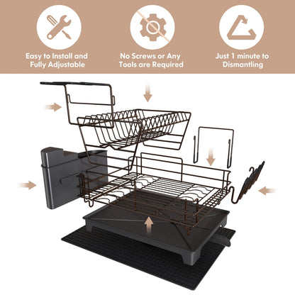 JASIWAY 2 Tier Kitchen Stainless Steel Dish Rack
