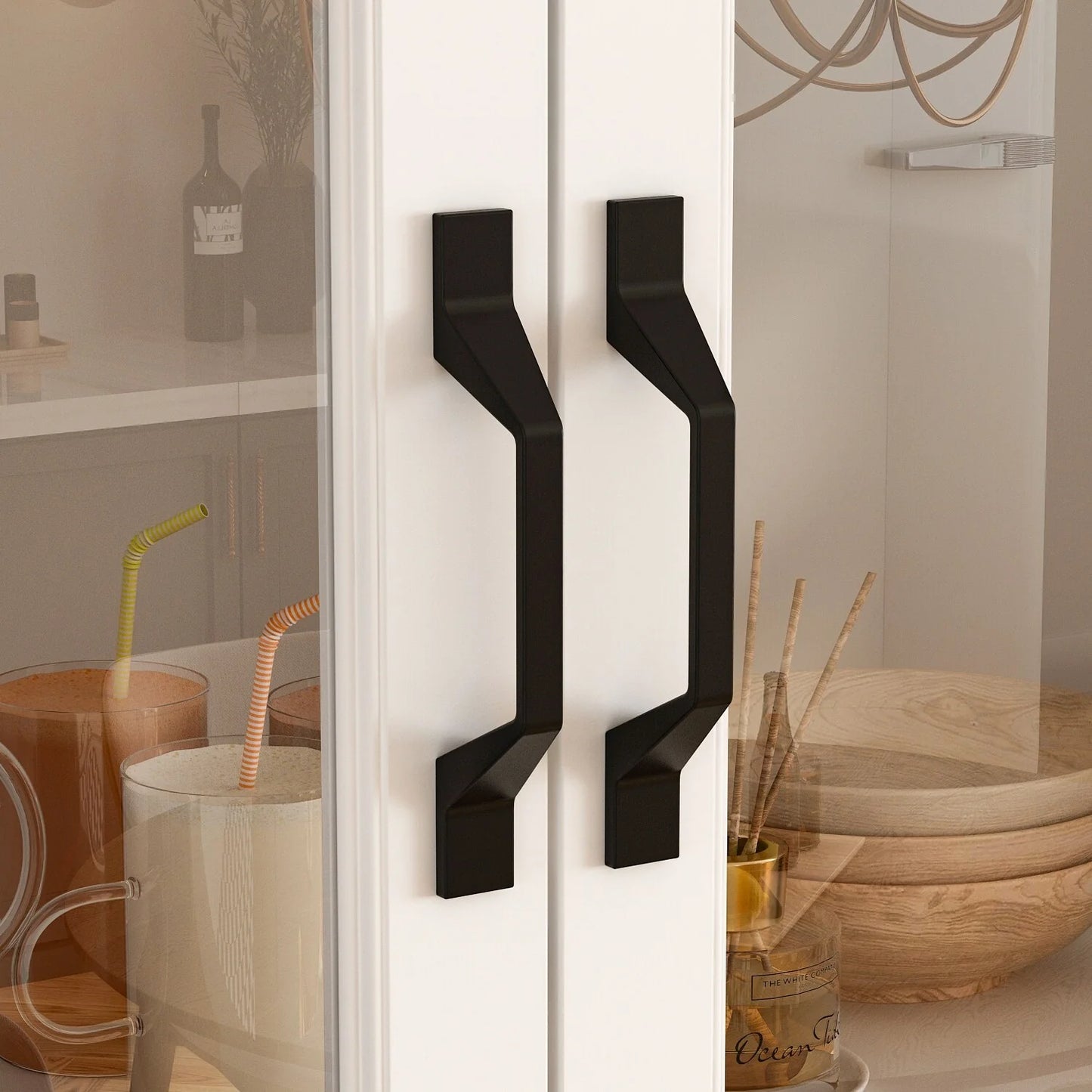 78.7"Modular White Curio Bookcase Cabinet w/Glass Doors Buffet Display