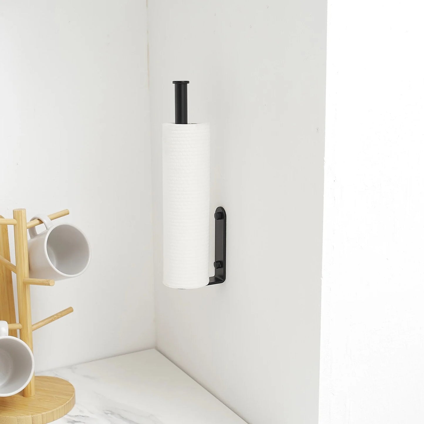 Wall Mount Paper Towel Holder Bulk- Self-Adhesive Under Cabinet (2 Pieces)