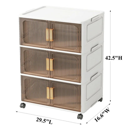Stackable Closet Organizer Collapsible Storage Bins with Lids Organizer with Wheels for Home, Kitchen, Office