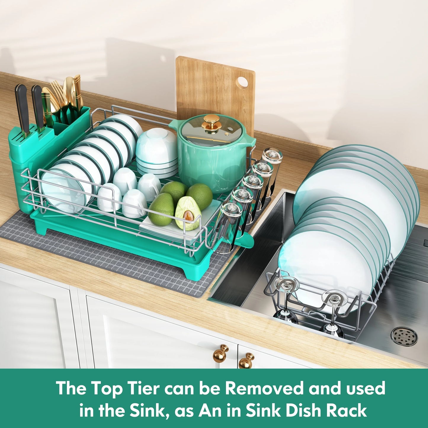 JASIWAY 2 Tier Kitchen Stainless Steel Dish Rack
