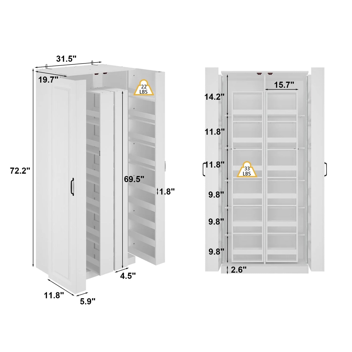 Versatile Kitchen Organizer: Compact 31.5" Cabinet with Smart Storage