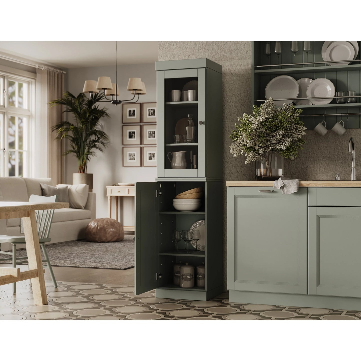 100% Solid Wood 16.5" Kitchen Pantry Cabinet with Doors by Palace Imports