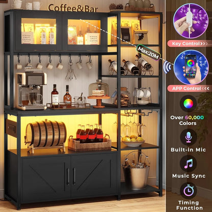 Bakers Rack for Kitchen with Storage Coffee Bar Cabinet